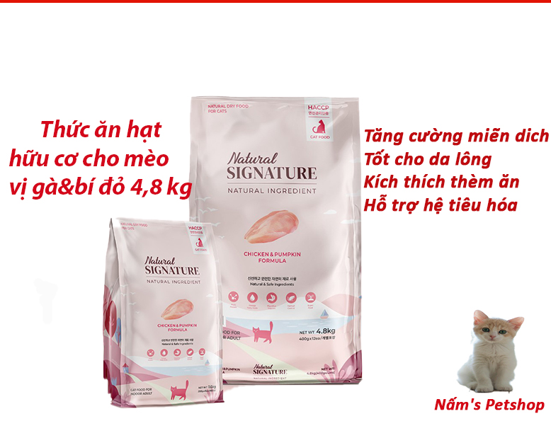 Natural Signature 4,8kg thức ăn hạt hữu cơ cho mèo, xuất xứ Hàn Quốc