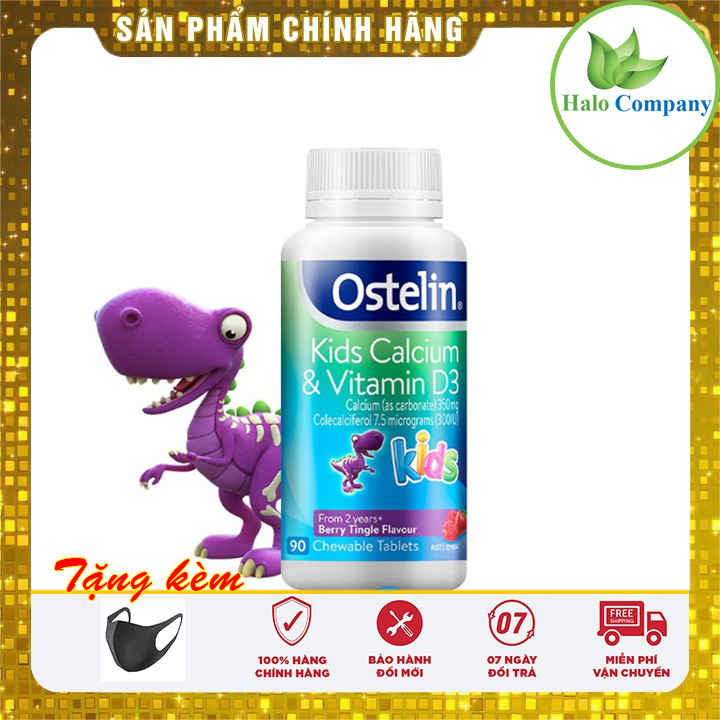 Ostelin Kids Calcium &amp; Vitamin D3 - Canxi Ostelin Khủng Long Cho Bé 90v úc