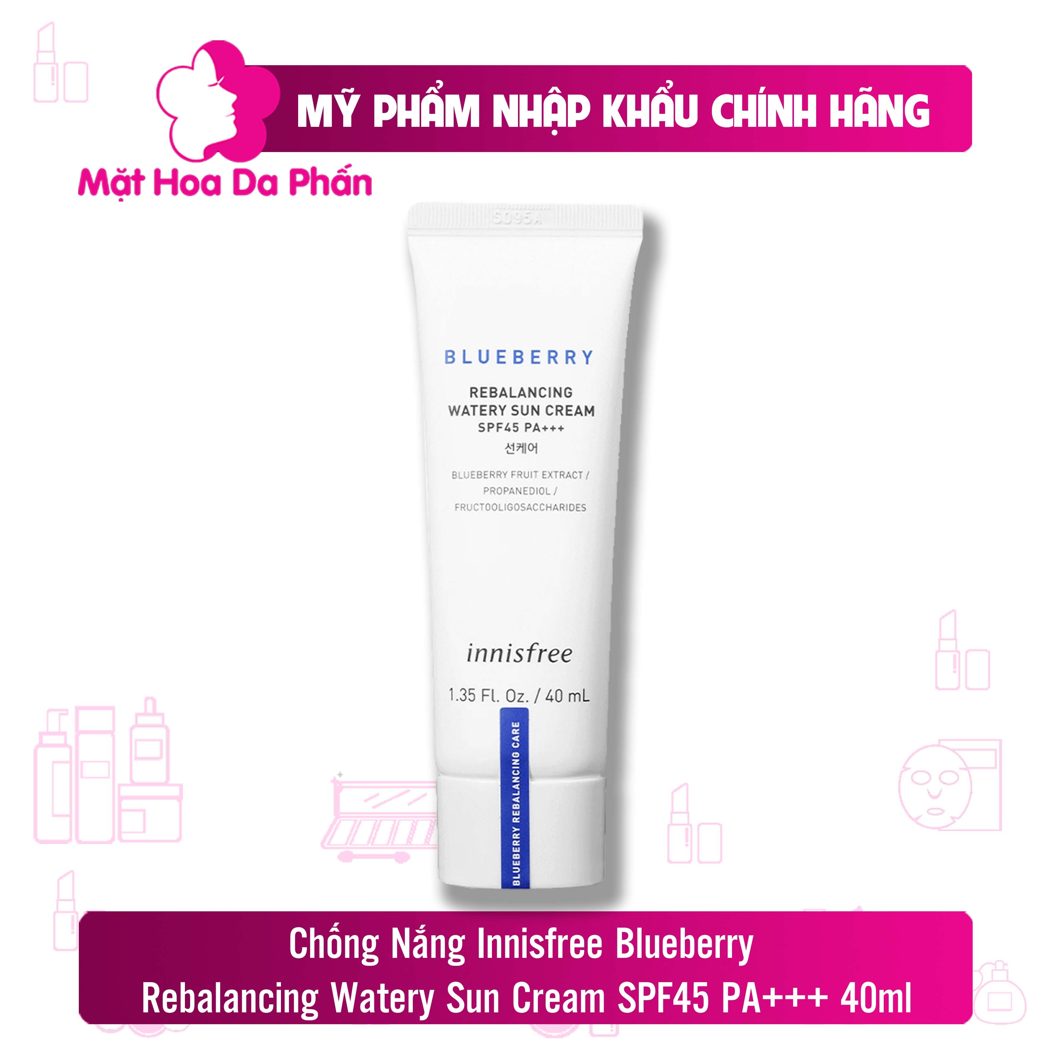 Chống Nắng Innisfree Blueberry Rebalancing Watery Sun Cream SPF45 PA+++ 40ml