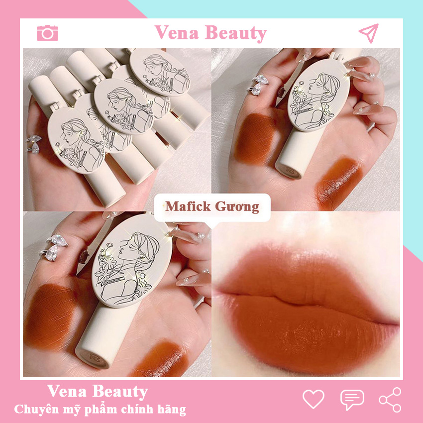 [HOTTREND 2022] Son môi Mafick kèm gương giá rẻ dành cho học sinh lì dưỡng môi nội địa trung Vena Beauty
