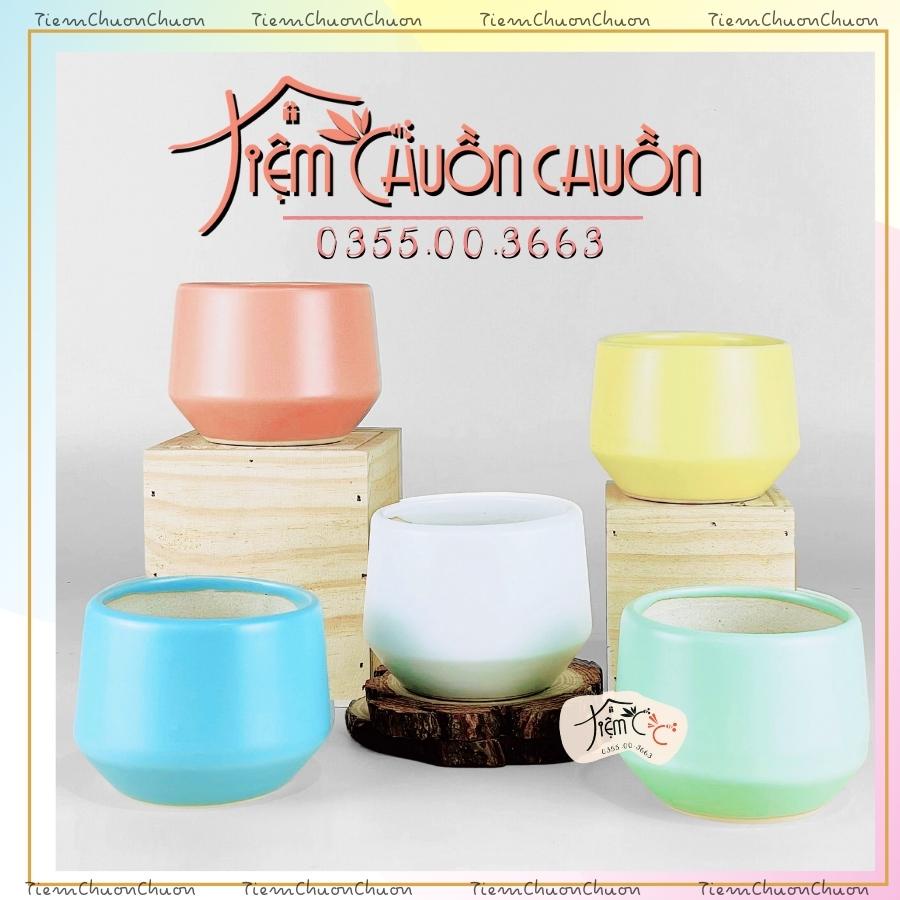 Chậu đất nung dáng kim cương chậu sứ trồng sen đá, xương rồng tiemchuonchuon gốm sứ bát tràng