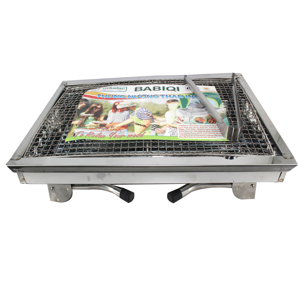 Bếp nướng than inox Loại chân cao xếp gọn  Tithafac Dài 48 x Rộng 35 cm x Cao 30 cm