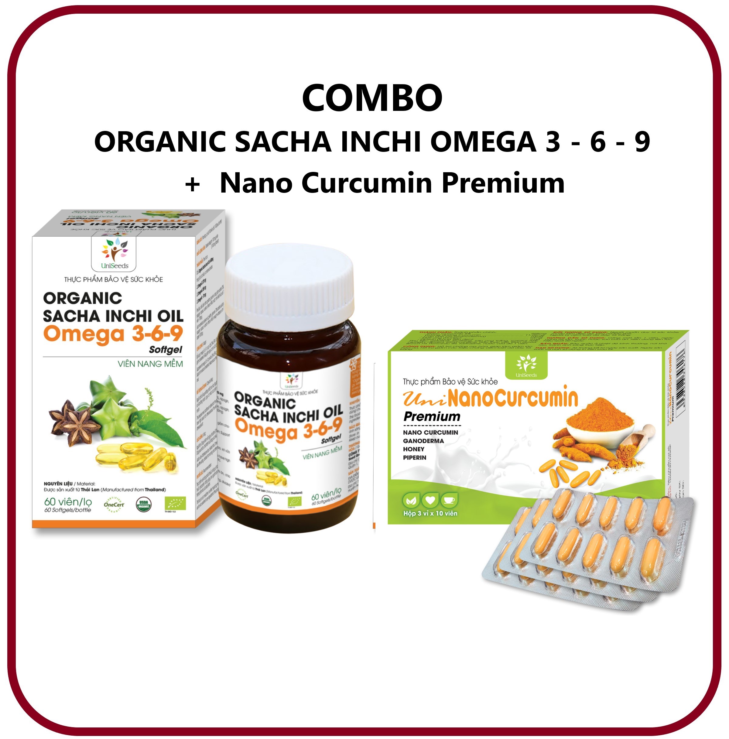 COMBO Viên nang mềm Organic Sacha Inchi Omega 369 Softgel + Viên nang Nghệ Nano Curcumin Premium