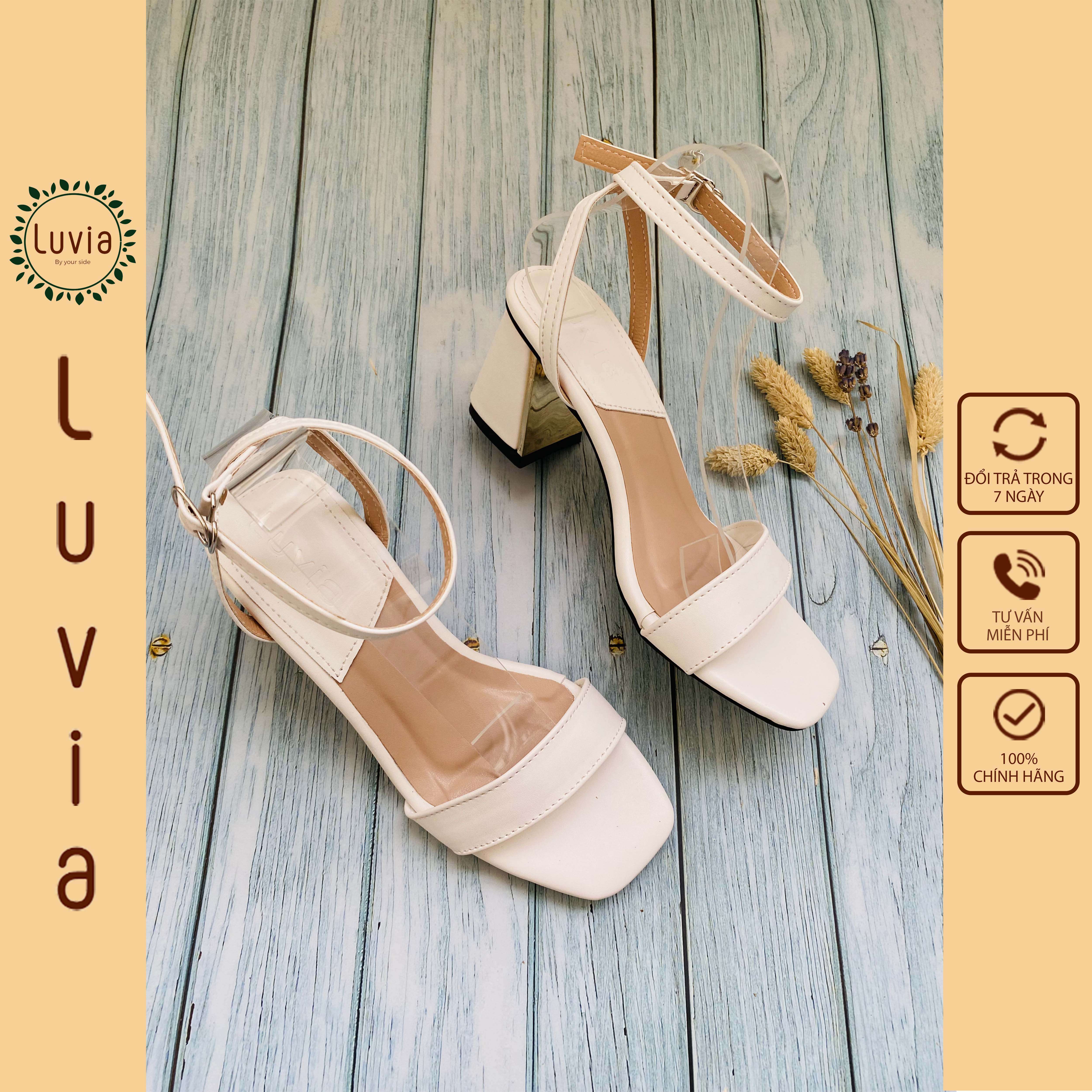 Giày sandal nữ gót kim loại 7 phân quai ngang Luvia 40SD