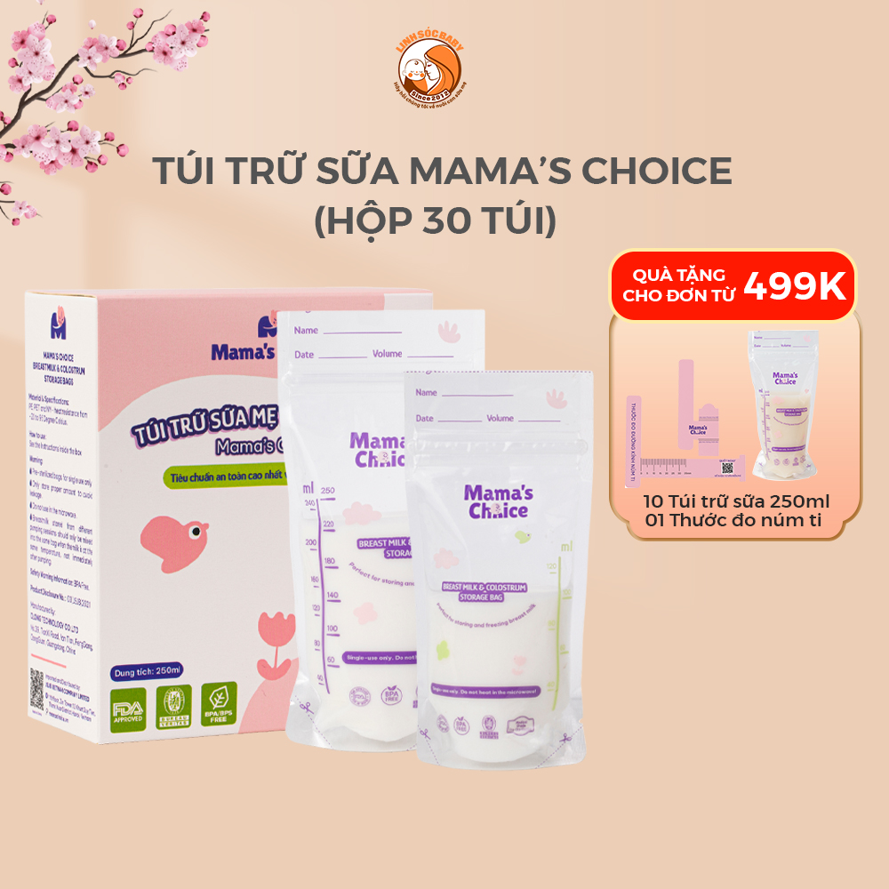 Túi trữ sữa cho mẹ đựng sữa, giữ lạnh, bảo quản sữa, dung tích 120ml-250ml Mama's Choice chính hãng
