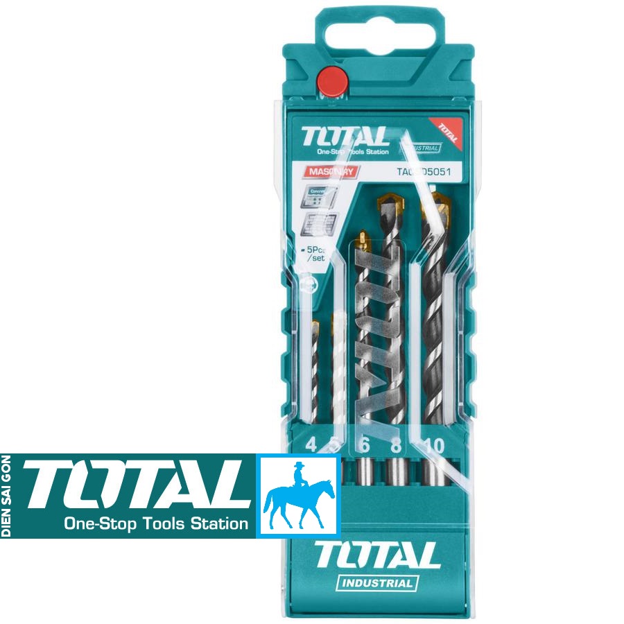 Bộ 5 mũi khoan bê tông khoan tường đuôi trơn total tacsd5051