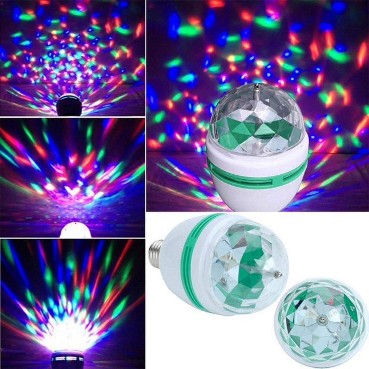 Đèn led quả cầu 3w xoay pha lê 7 màu đui E27 dùng làm đèn trang trí trong nhà