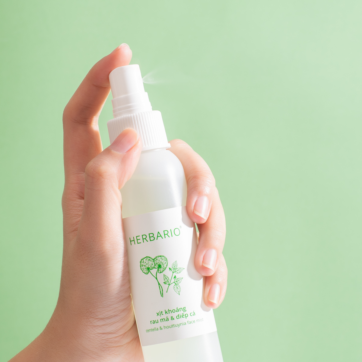 Xịt khoáng dưỡng ẩm rau má và diếp cá Herbario 100ml dành cho da dầu, thuần chay