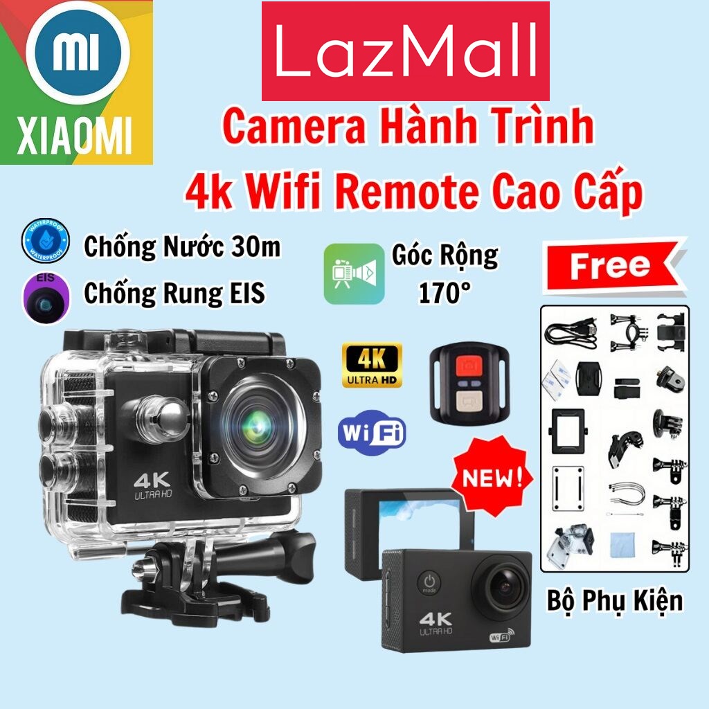 Xiaomi LazMall TGDD 2024 Camera Hành Trình 4K Ultra HD Mini Wifi Kết Nối Với Điện Thoại, Camera Hành Trình Xe Máy Phượt, Xe Đạp Chống Rung Chống, Ghi Lại Những Khoảnh Khắc Hấp Dẫn Trong Cuộc Hành Trình Chất Lượng Video Sắc Nét Và Rõ Ràng