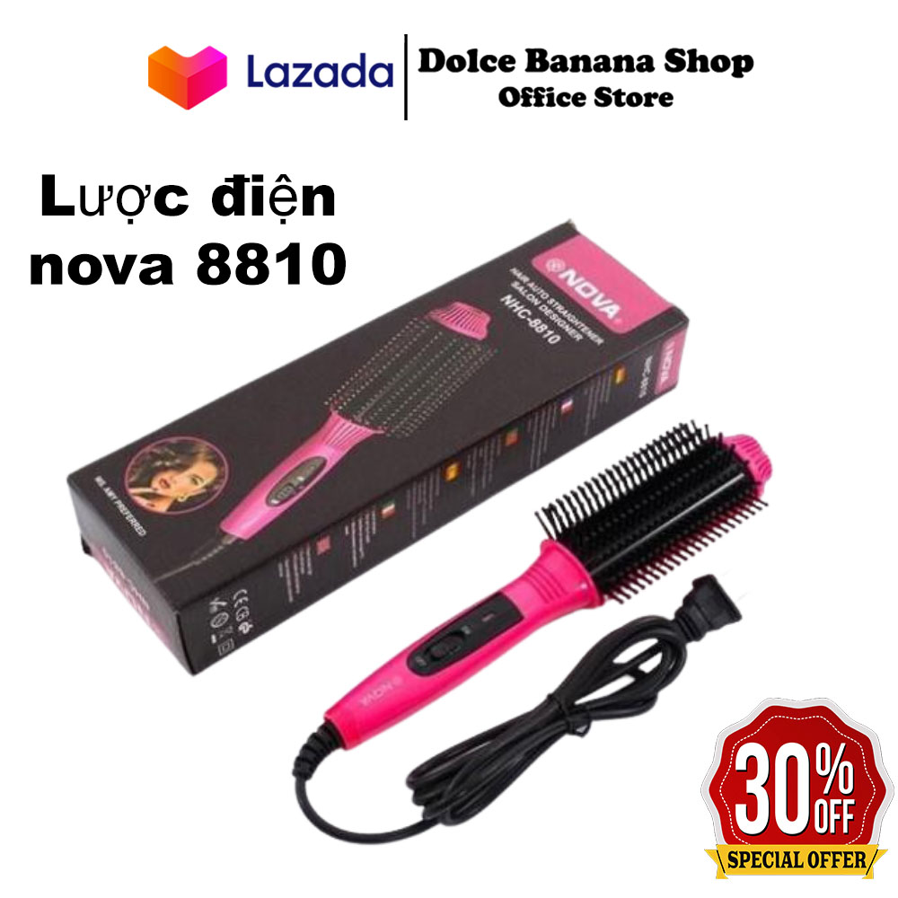 Lược điện uốn tóc đa năng, lược điện quấn tóc tạo kiểu tại nhà nova 8810 - lược điện uốn tóc + máy tạo kiểu tóc 3 trong 1 uốn - duỗi - bấm - lược điện đa năng nova nhc