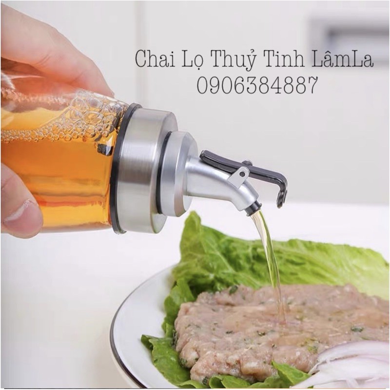 Bình thuỷ tinh rót dầu cao cấp 160ml | rót dầu ăn nứơc mắm gia vị
