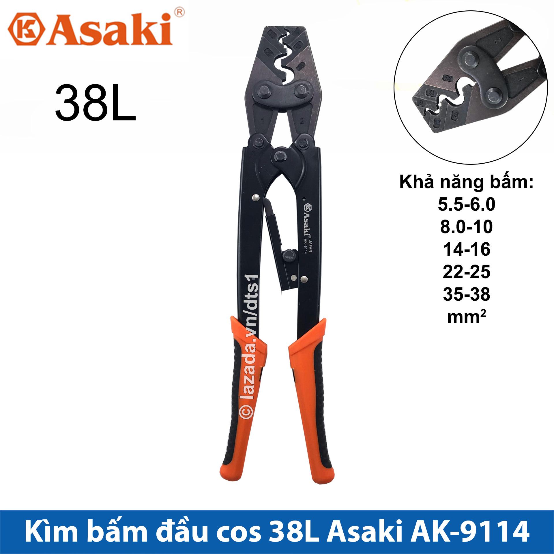 Kìm bấm cos 38l 5.5 -> 38mm2 asaki ak-9114, kềm bấm cốt 38l