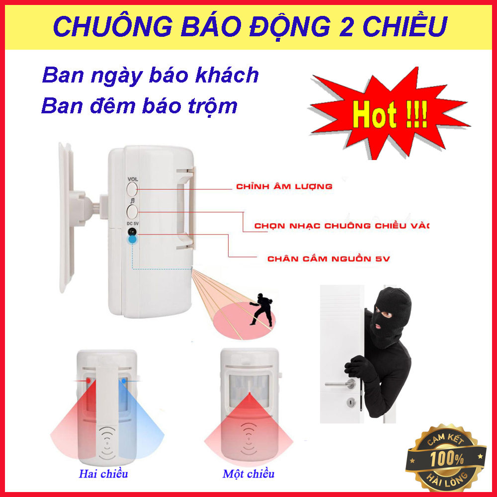 Chuông Cảm Biến Chống Trộm, Chuông Báo Hồng Ngoại 2 Chiều. Ban ngày báo khách, ban đêm chống trộm. Dễ lắp đặt và sử dụng. LỖI 1 ĐỔI 1! MUA NGAY !