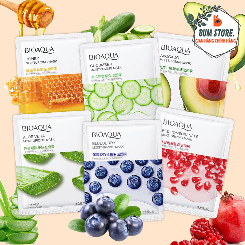 Mặt Nạ Làm Sáng Da BIOAQUA Dạng Giấy Bổ Sung Tinh Chất, Mặt Nạ Giấy Vitamin C Trái Cây Phục Hồi Làm Đều Màu Da