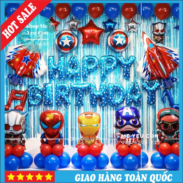 Set Sinh Nhật Siêu Nhân Cho Bé Trai Bé Gái, ComBo Trang Trí Tiệc Thôi Nôi Đầy Tháng Cho Bé {Y hình}