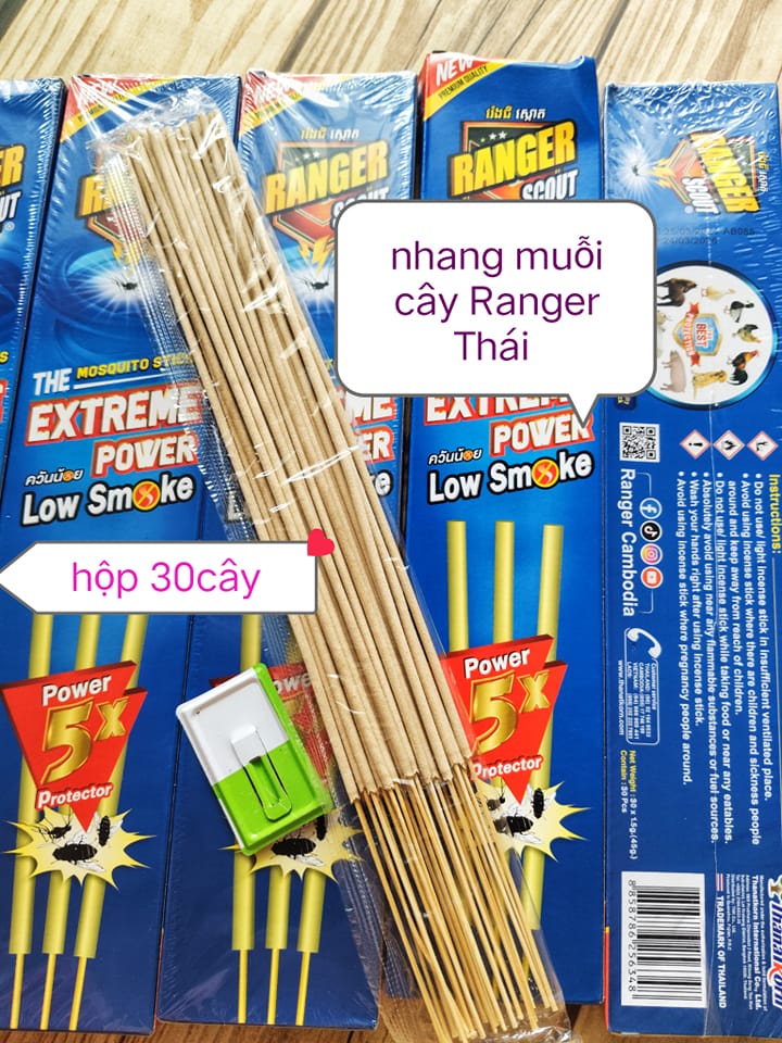 Combo 10 Hôp Nhang Muỗi Cây Ít Khói Thai Lan Ranger Diệt Muỗi Cực Mạnh X5 Powder