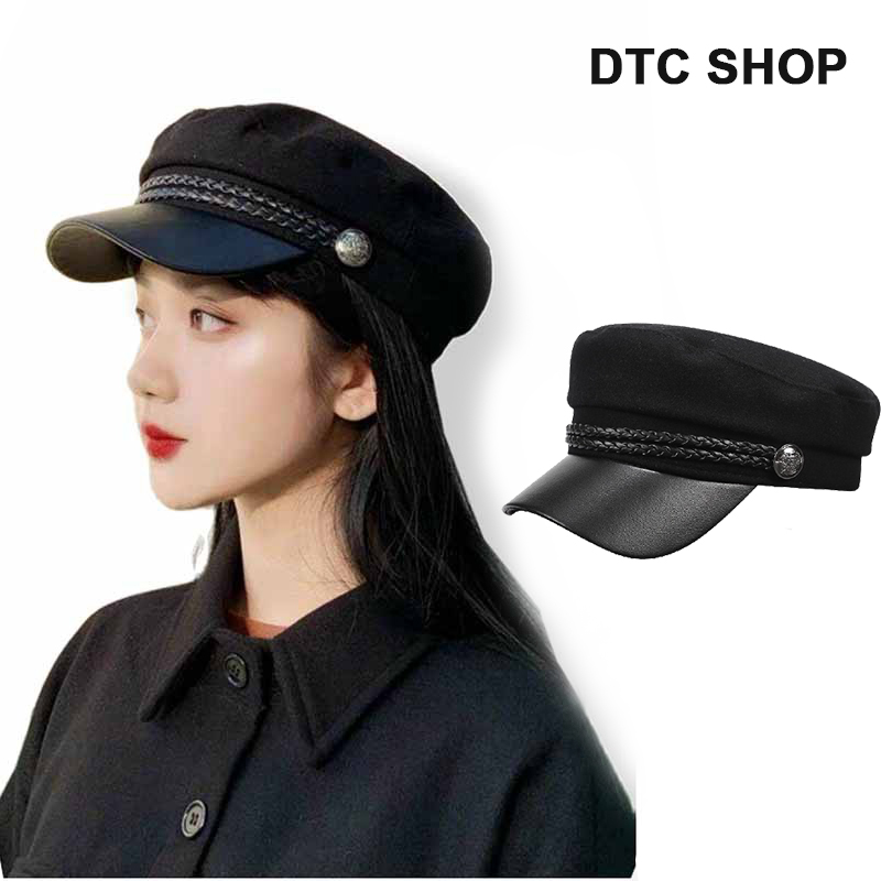 Mũ thủy thủ lassy mũ beret phong cách military hàn quốc, nón thủy thủ nữ mũ nồi mỏ da thời trang beret phong cách retro hàn quốc