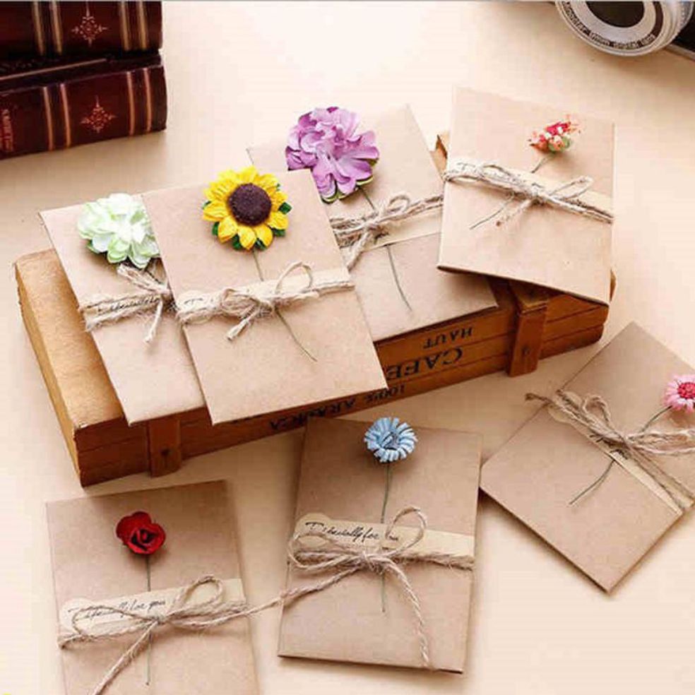 Thiệp hoa handmade kèm phong bì siêu xinh