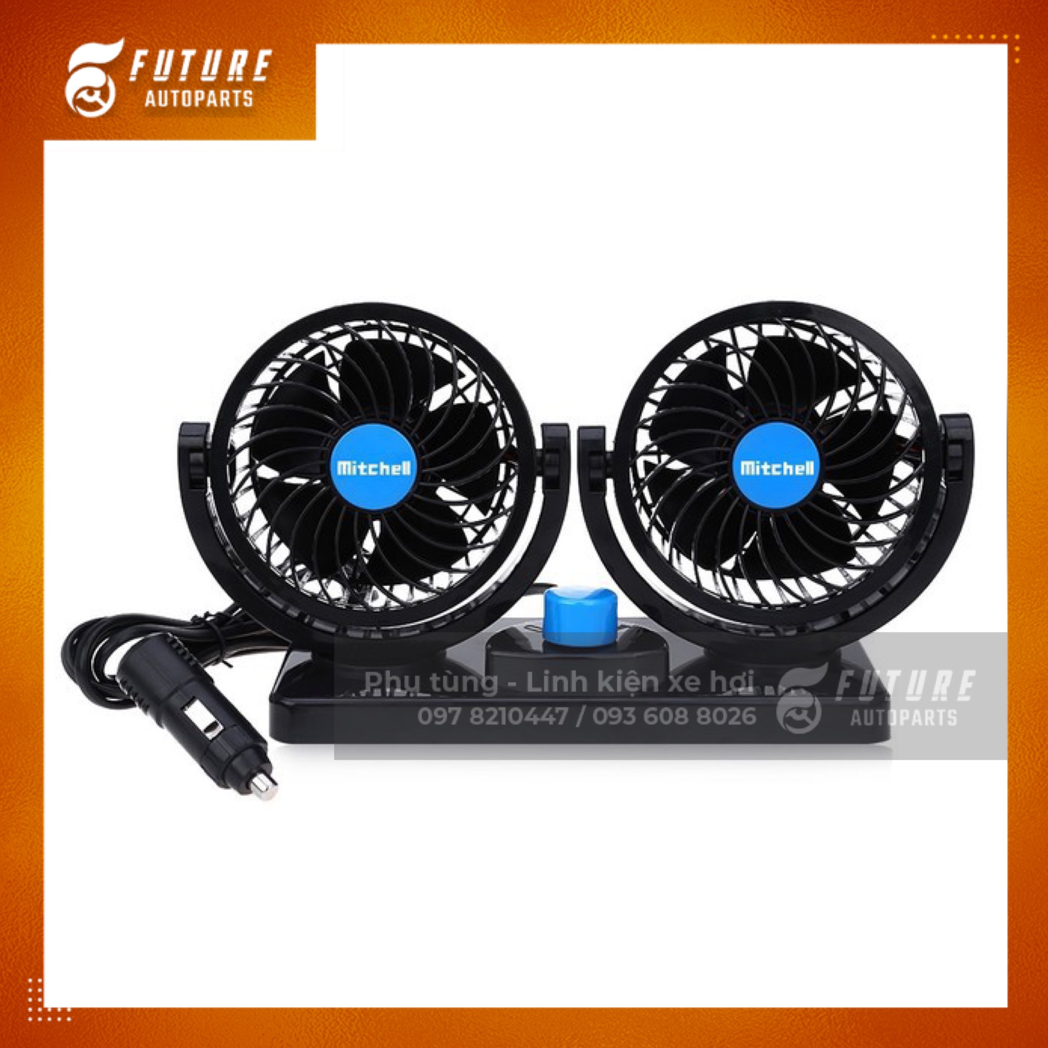 Quạt đôi mini cho xe ô tô 12v-24v - quạt mitchell