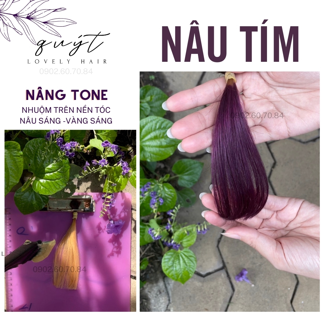 Thuốc nhuộm tóc nâu tím tặng oxi siêu mềm mượt