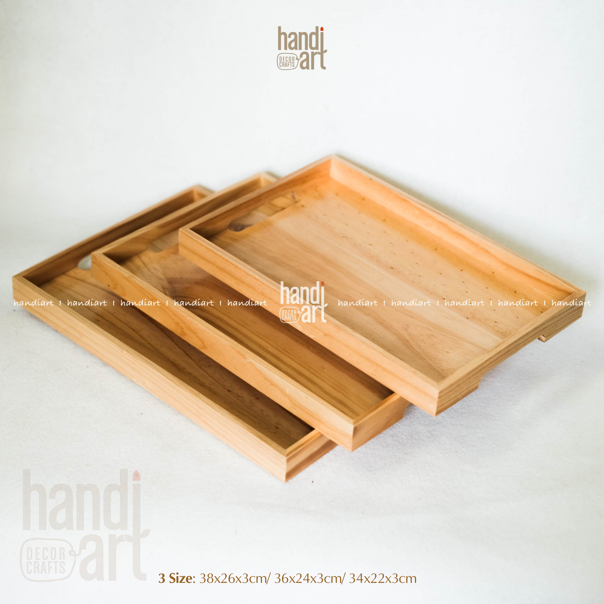 Khay gỗ hiện đại, Khay chữ nhật tay cầm