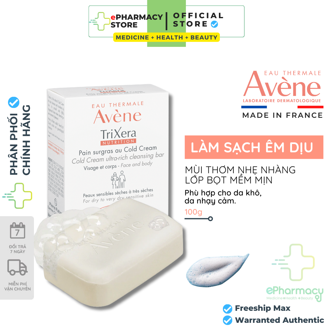 Xà phòng avene dành cho da nhạy cảm - avene cold cream cleansing bar 100g