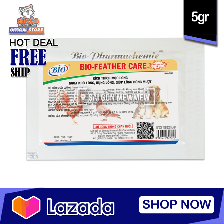 Bột dưỡng lông cho thú cưng bio feather care gói 5gr