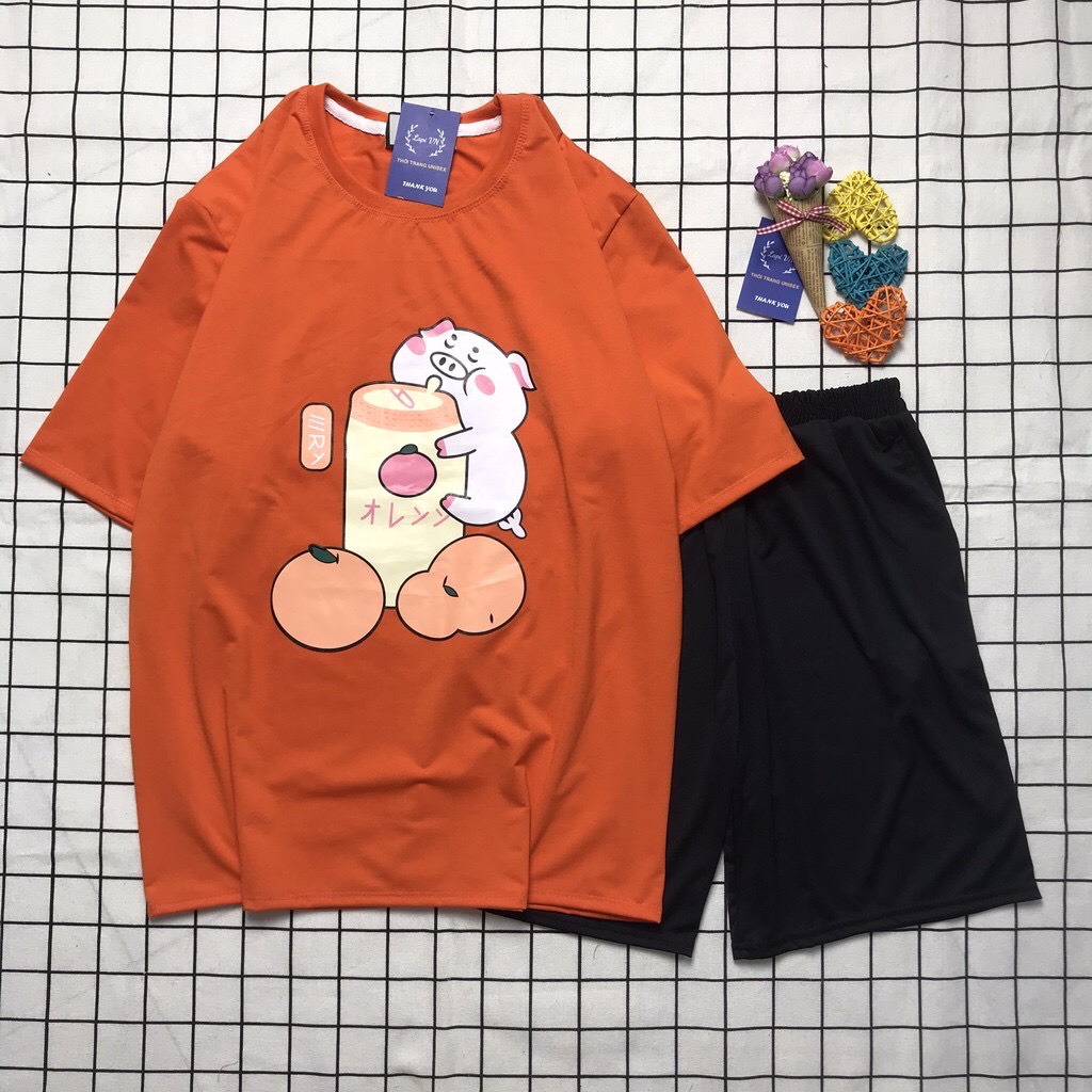 Đồ Bộ Đùi Coton Heo Ủn Ỉn Siêu Đáng Yêu , Đồ Bộ Cartoon Cute, Đồ Bộ Hoạt Hình Dễ Thương, Đồ Bộ Nam Nữ Mặc Nhà TTSLB0090