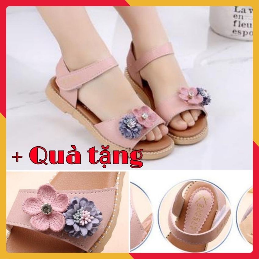 Dép sandal bé gái hoa trà