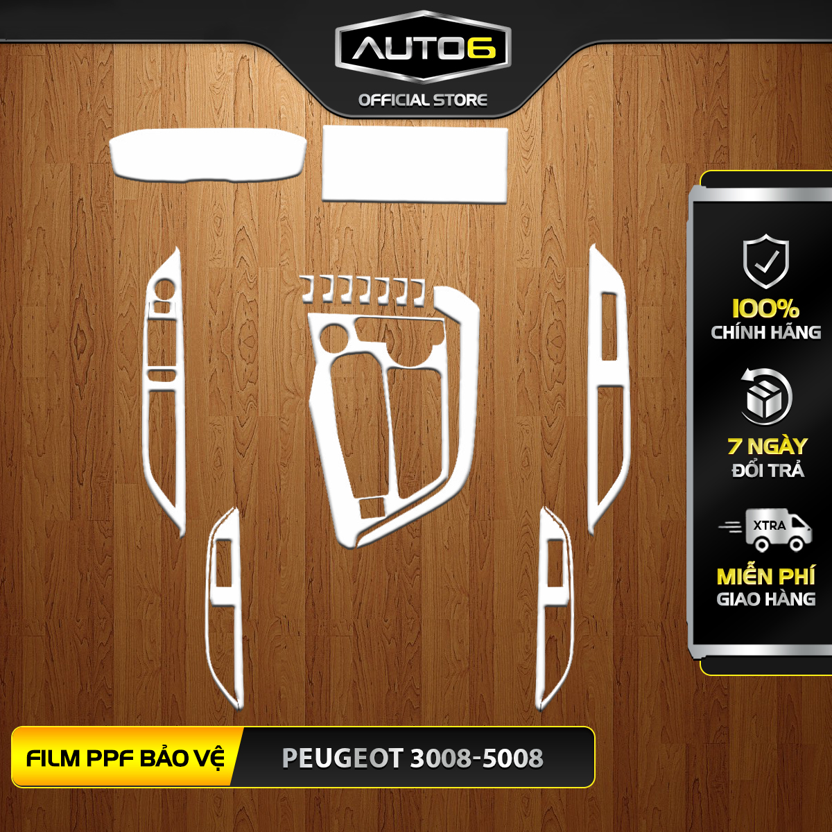 PEUGEOT 3008-5008 (2017-2024) - Film PPF chống xước nội thất ô tô - AUTO6 <Cam kết chuẩn form xe, chống xước và che mờ các vết xước cũ hiệ u quả>