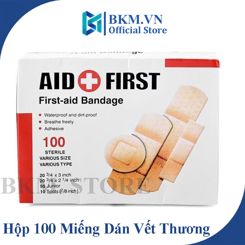 Hộp 100 Miếng Dán Vết Thương, Băng Dán Cá Nhân, Băng Gạc Y Tế URGO AID FIRST Đủ Kích Cỡ Cho Mọi Vết Thương Khác Nhau Trên Cơ Thể, Rất Cần Thiết Trong Gia Đình