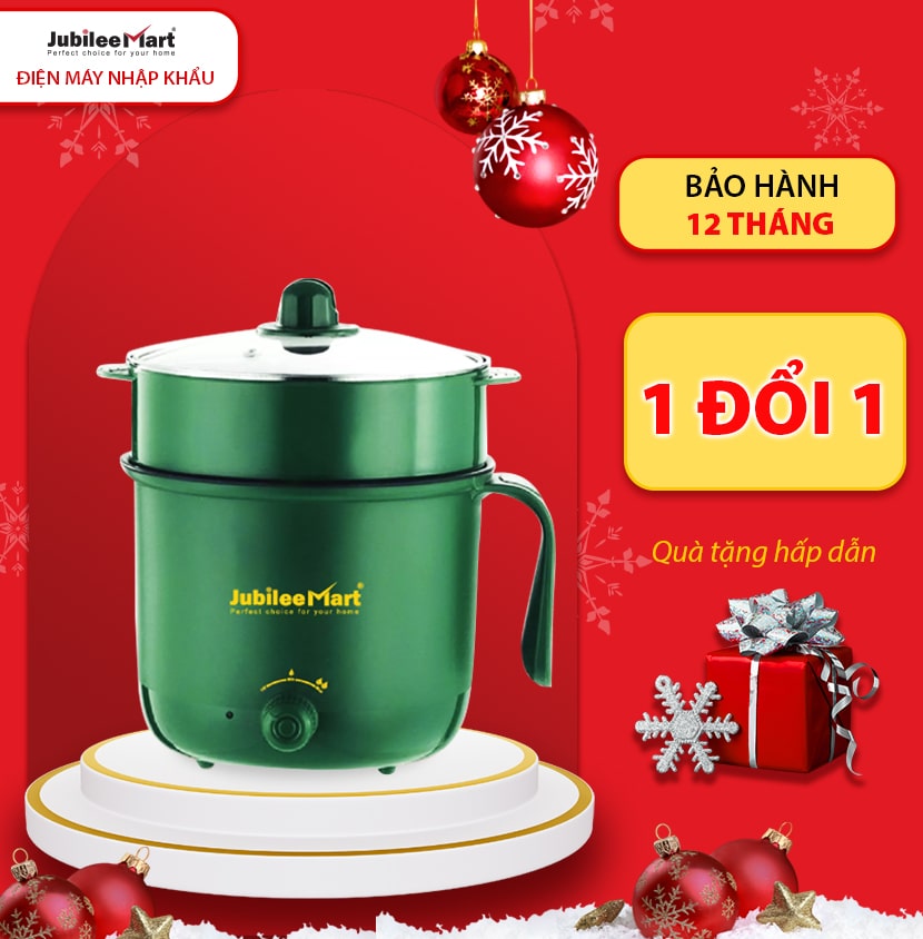 [SIÊU SALE]  Nồi lẩu điện đa năng 2 tầng có lồng hấp và nắp kính cao cấp, Ca điện mini nấu mì siêu tốc 18cm Thế Hệ Mới, Ruột nồi chống dính, có thể rán, sào, nấu, dùng xong lau là sạch - BẢO HÀNH 1