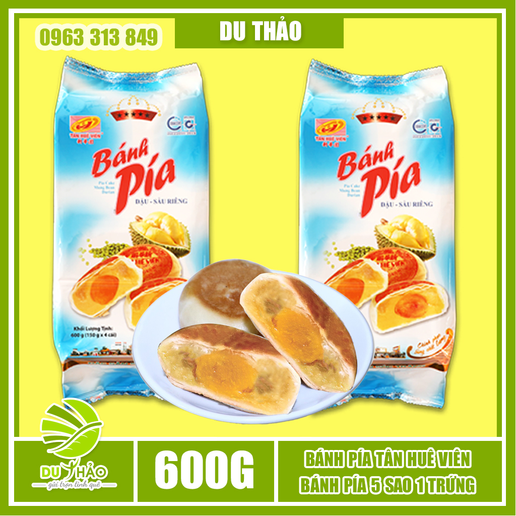 Combo bánh pía 5 sao đậu xanh sầu riêng 1 trứng muối Tân Huê Viên 600g,Bánh pía Sóc Trăng đặc sản miền tây,Combo bánh pía 5 sao tiết kiệm