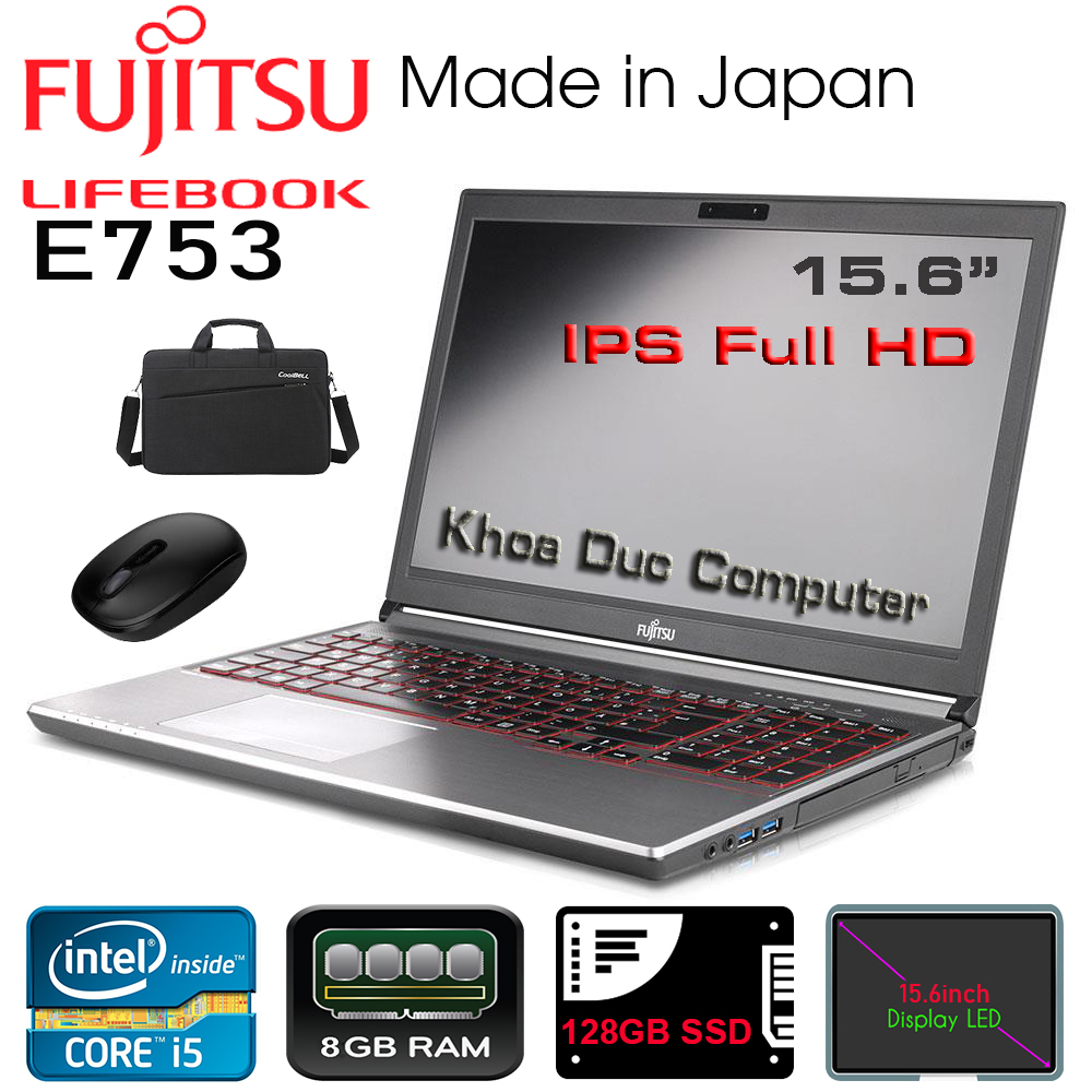 Laptop Lifebook E753 Core i5-3340M 8gb Ram 128gb SSD 15.6inch Full HD tặng chuột không dây