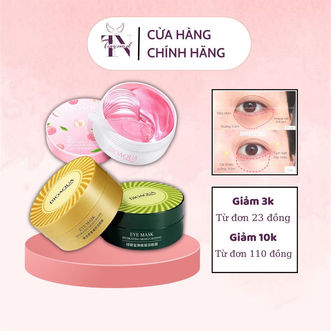 Mặt Nạ Mắt Chính Hãng Bioaqua - 60 Miếng (Có 3 Loại) - Cấp Ẩm, Dưỡng Mắt, Giảm Quầng Thâm Mắt