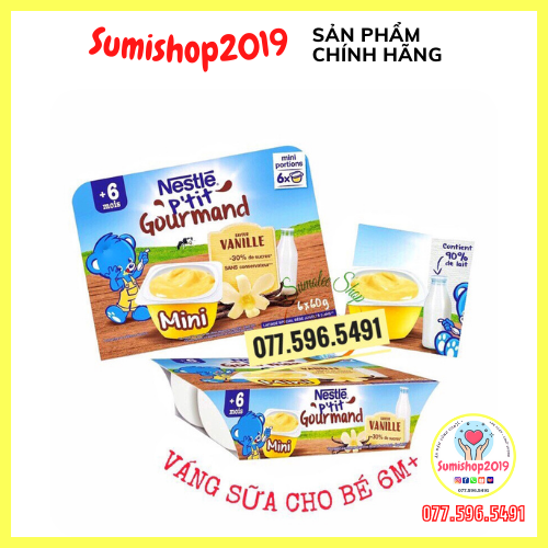 Lốc 6 hộp váng sữa Nestle Pháp cho bé từ 6 tháng tuổi