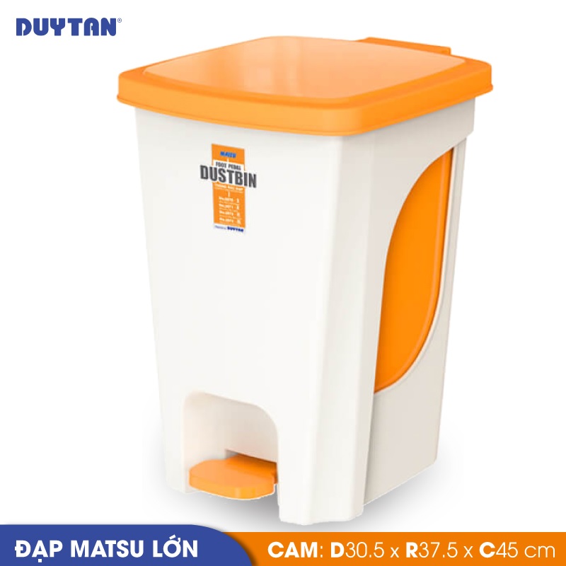 Thùng rác đạp lớn nhựa DUY TÂN Matsu (30 x 37.5 x 45 cm) - 02409 - Giao màu ngẫu nhiên