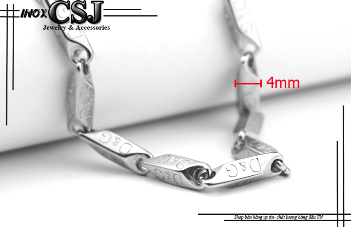 DÂY CHUYỀN INOX NAM HỎA TIỂN 4LY CHẠM CHỮU D&G KHÔNG PHAI MÀU CÁ TÍNHDN078