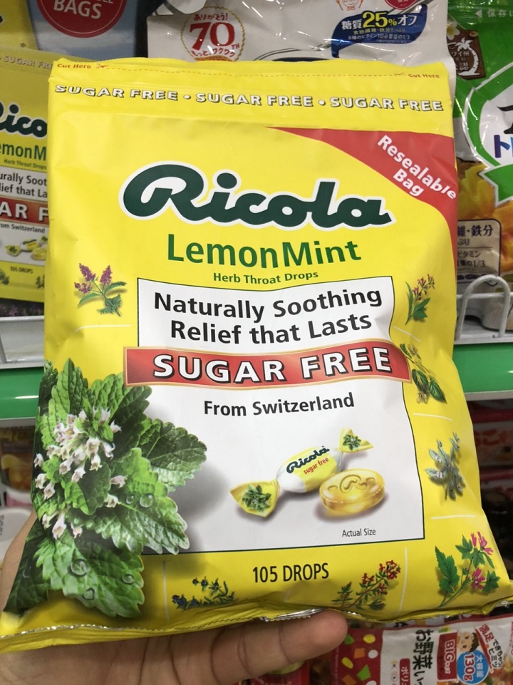 Kẹo không đường Ricola Lemon Mint hàng Mỹ