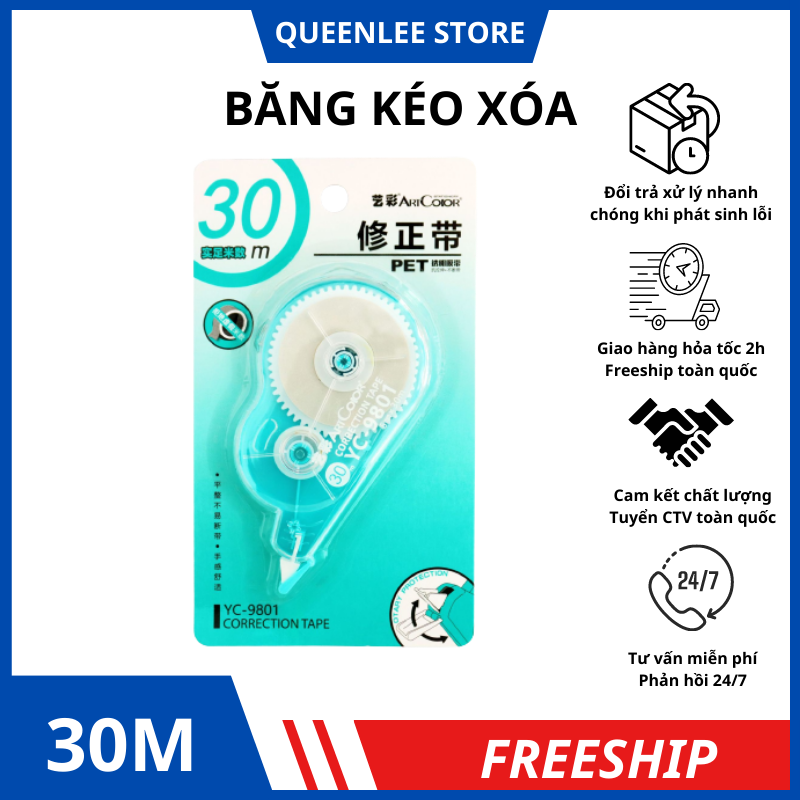 Băng xoá kéo 30m xoá nhanh nét xoá không bị đứt, bút xoá kéo