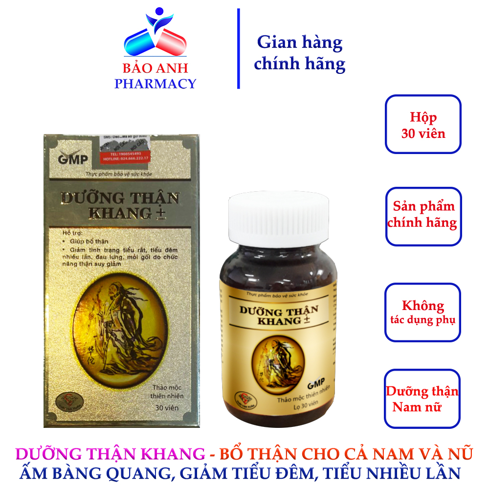 Dưỡng thận khang - giúp bồi bổ nguyên khí, bổ thận, làm ấm bàng quang, giảm tình trạng tiểu đêm cho cả nam và nữ - hộp 30 viên
