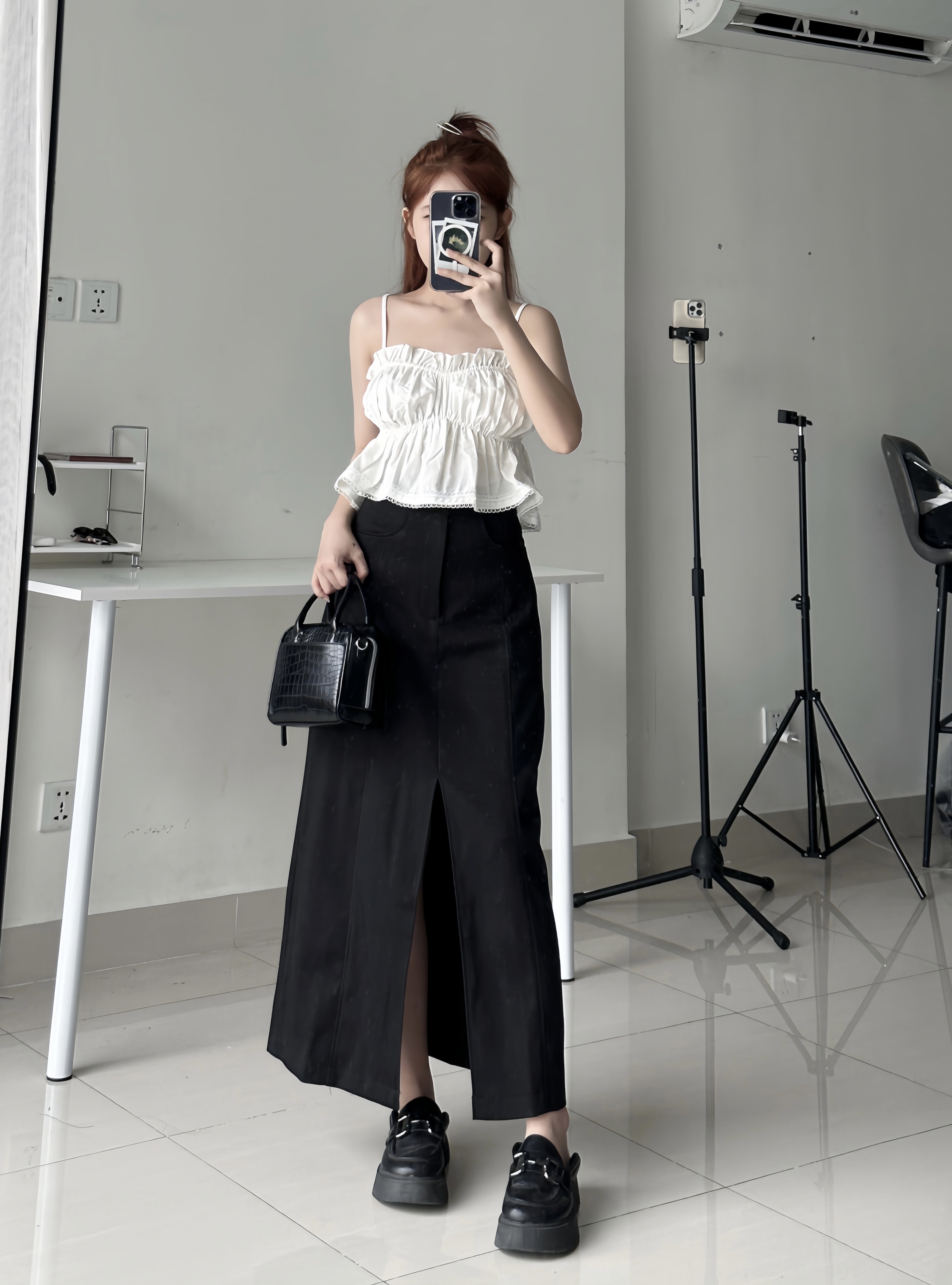 Chân váy dài xẻ tà hottrend