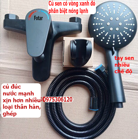 Bộ củ sen tắm nóng lạnh và tay sen và dây 100% inox 304 n2002 đen, vòi inox 304 sơn tĩnh điện đen vòi sen tắm