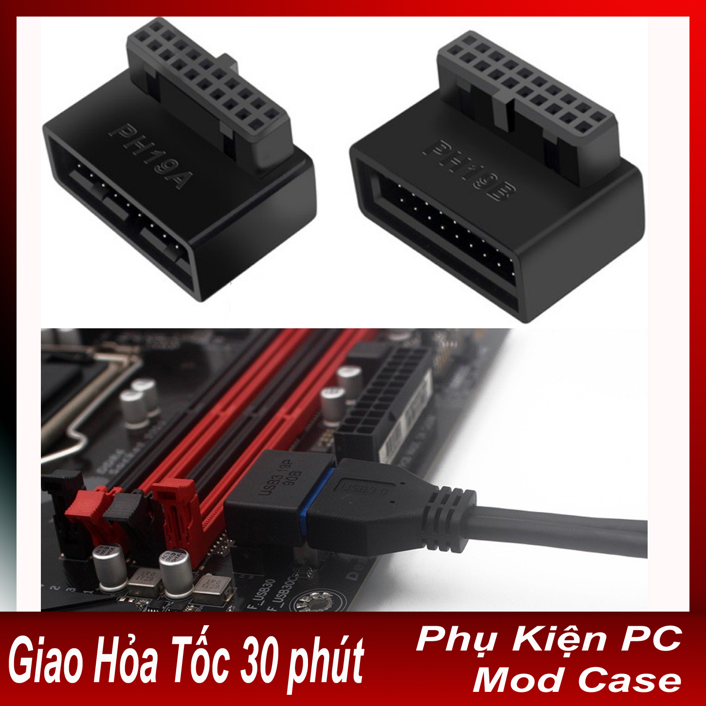 Cầu bẻ góc USB 3.0 19Pin 90 độ