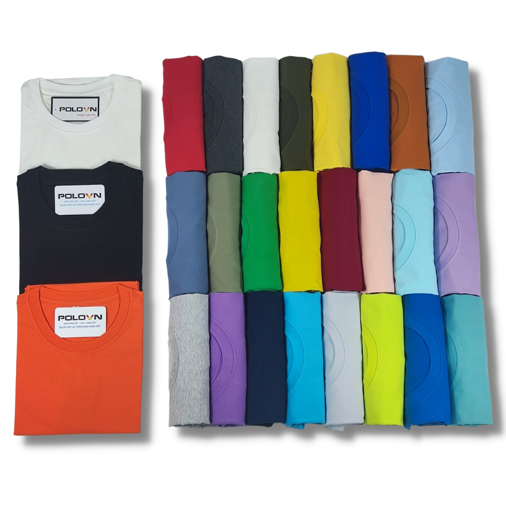 Áo thun nam cổ tròn Cotton Compact Premium POLOVIETNAM - 27 màu , vải mềm mịn dày dặn , form regular fit , không xù lông , co giãn 4 chiều
