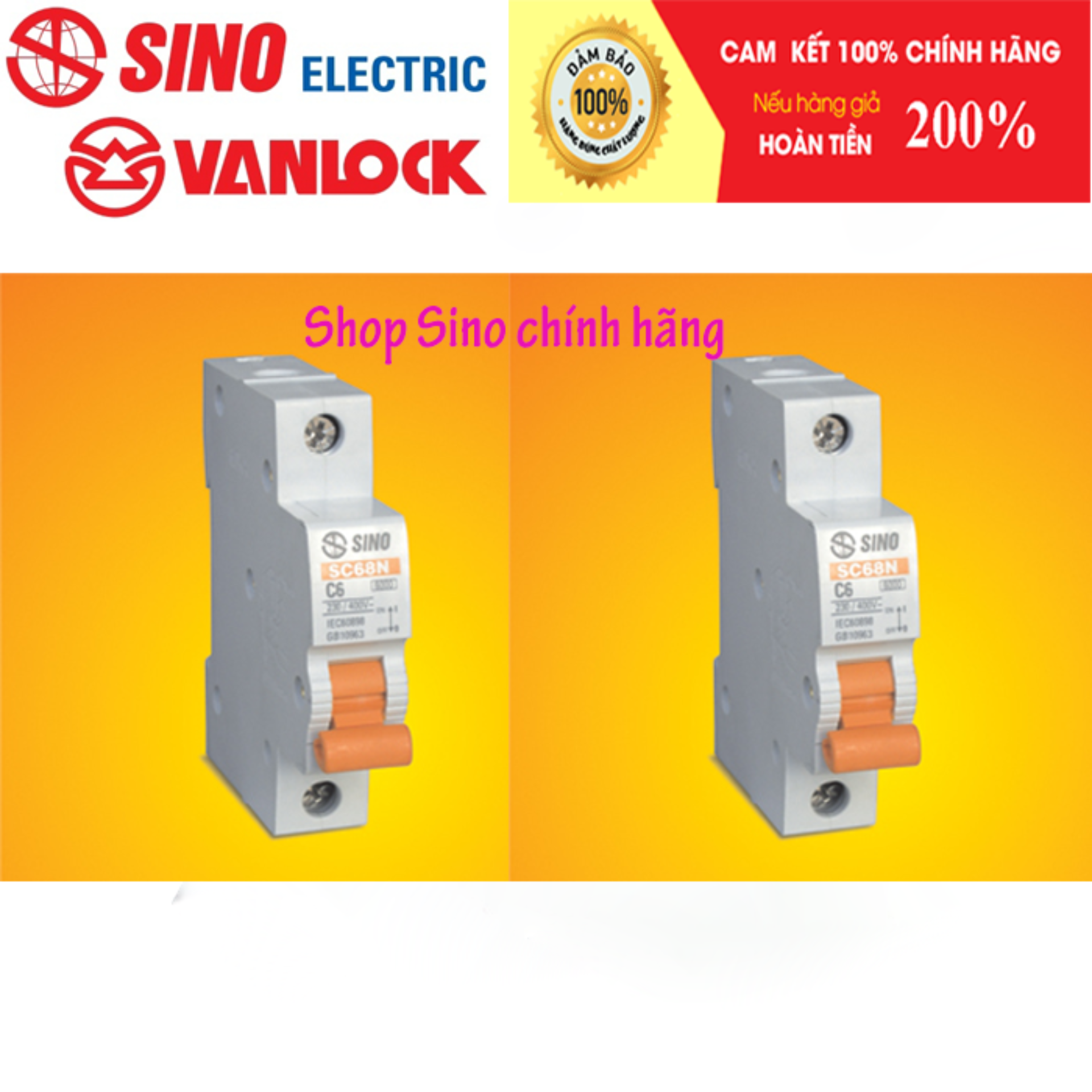 Cầu Dao Tự Đông 1 Cực Sino Vanlock -  Model: SC68N