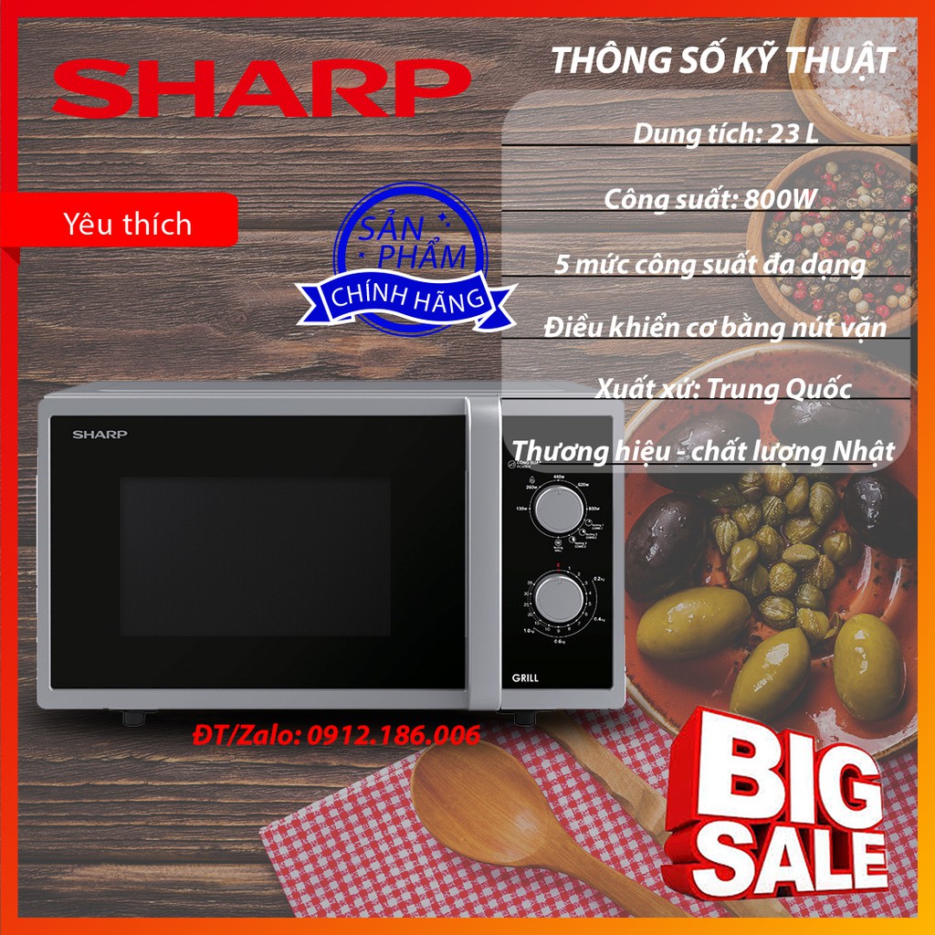 Lò vi sóng có nướng sharp r-g322vn-s - hàng chính hãng