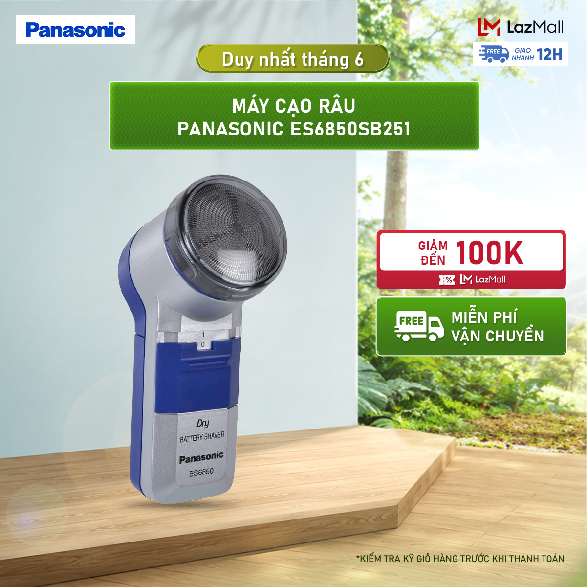 Máy cạo râu Panasonic ES6850SB251 - Tặng kèm 2 viên Evolta AA - Hàng chính hãng