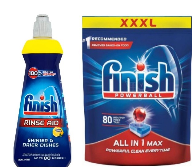 Combo 80 Viên rửa bát Finish all in 1 max + Nước Bóng Finish 400ml nhập khẩu Ba Lan