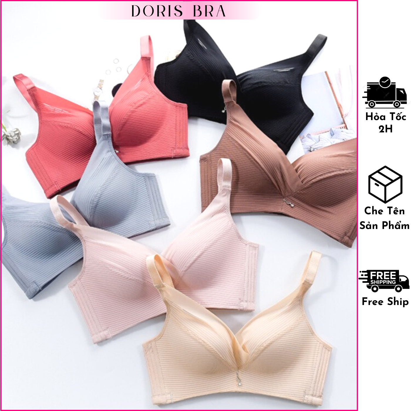 Áo Ngực nữ, Áo lót nữ su quả chéo Doris.fashion không gọng đệm dày nâng ngực, Áo ngực bản to che mỡ thừa dưới nách